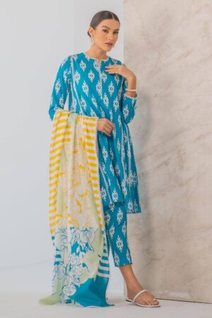 CH-144 Digital Printed Unstitched Lawn Suit 3pc With Monar Digital Printed Dupatta