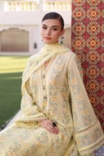 BR-801 Lawn Embroidered 3pc Suit With Embroidered Chiffon Dupatta