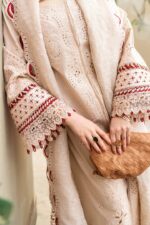 QL-2660 Lawn Unstitched ChikenKari 3pc Suit With Cotton Net Embroidered Dupatta