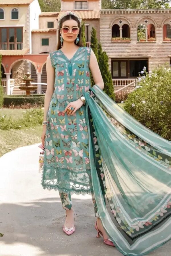MB-26 Digital Printed Lawn Unstitched Suit 3pc with Monar Digital Printed Dupatta & Daman Embroidered Lace