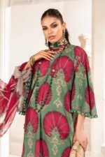 MB-74 Digital Printed 3pc Unstitched Lawn Suit With Chiffon Dupatta & Embroided Patches