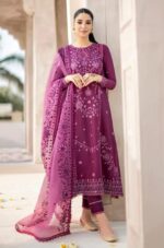 CS-84 Lawn Unstitched Embroidered 3pc Suit With Organza Embroidered Dupatta
