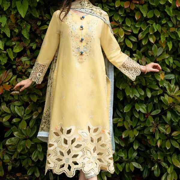 MS-2570 Unstitched Embroidered Lawn 3pc Suit With Cotton Lawn Printed Dupatta