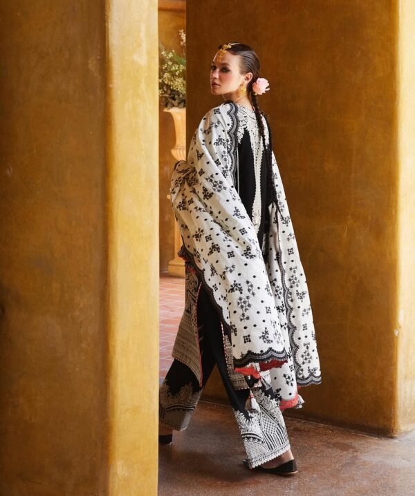 MB-2615 Lawn Unstitched Embroidered 3pc Suit With Bamber Chiffon Embroidered Dupatta