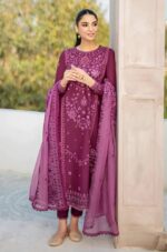 CS-84 Lawn Unstitched Embroidered 3pc Suit With Organza Embroidered Dupatta