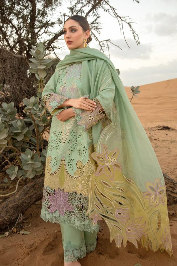 RR-816 Lawn Embroidered 3pc With Embroidered Organza Dupatta