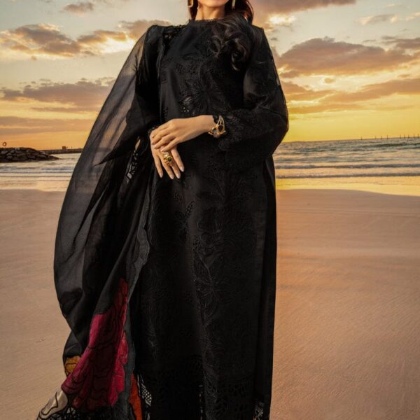 CS-2640 Lawn Unstitched Embroidered 3pc Suit With Organza Embroidered Dupatta