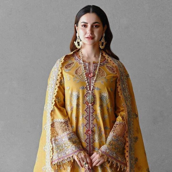 SP-2510 Unstitched Fully Embroided Lawn Suit With Organza Embroidered Dupatta