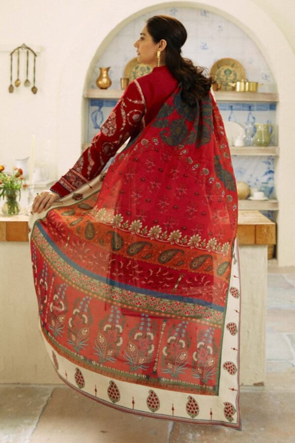 ZS-2550 Unstitched Fully Embroided Lawn Suit With Cotton Lawn Digital Printed Dupatta