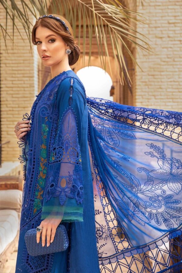 MB-2590B Lawn Unstitched Embroidered 3pc Suit With Organza Embroidered Dupatta