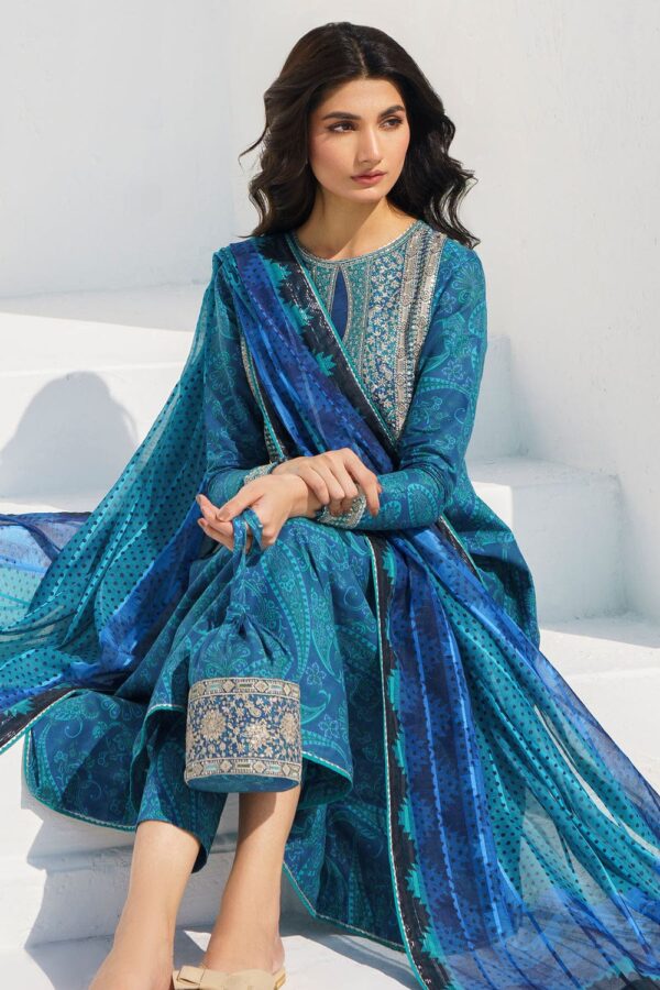 BQ-454 Digital Printed Lawn Suit 3pc with Lawn Digital Printed Dupatta
