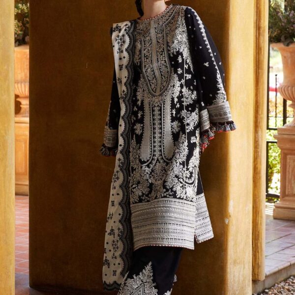 MB-2615 Lawn Unstitched Embroidered 3pc Suit With Bamber Chiffon Embroidered Dupatta