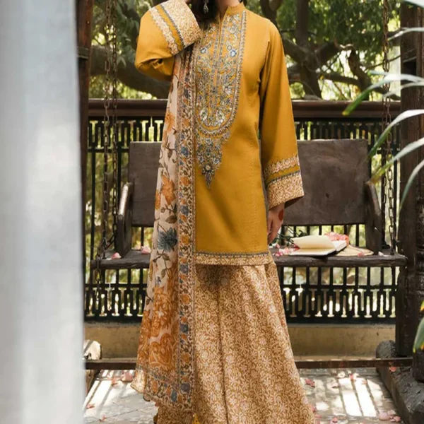 3Pc Embroidered Lawn Shirt with Printed Poly Lawn Dupatta SP 510