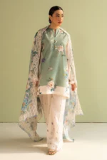 CO 496 Digital Printed 3Pc Unstitched Lawn Suit With Digital Printed Monar Dupatta