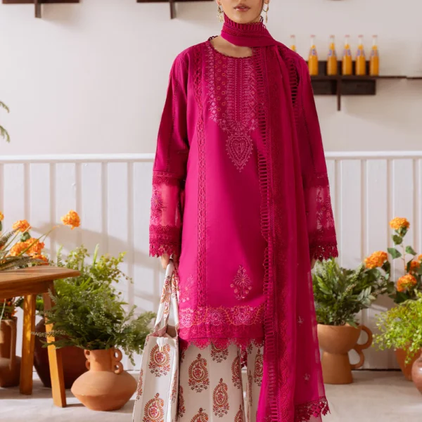 CO-515 A 3Pc Embroidered Lawn Shirt with Cotton Net Dupatta
