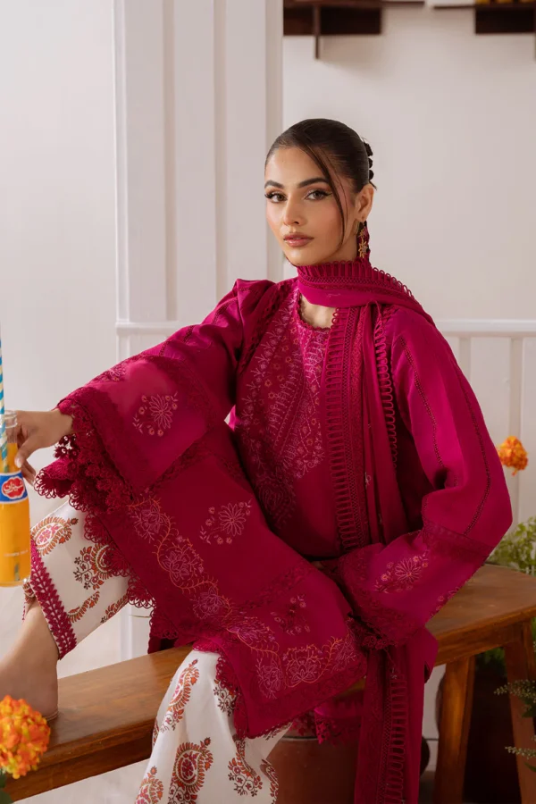 CO-515 A 3Pc Embroidered Lawn Shirt with Cotton Net Dupatta