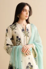 CO 492 Digital Printed 3Pc Unstitched Lawn Suit With Digital Printed Monar Dupatta