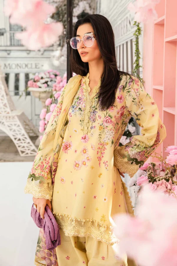 MB-512 B Digital Printed 3Pc Unstitched Lawn Suit With Digital Printed Chifoon Dupatta