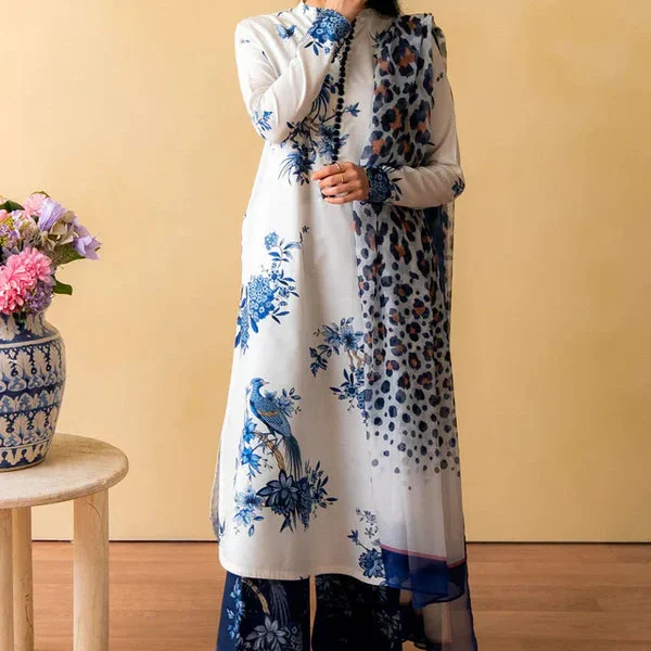 CO 488 Digital Printed 3Pc Unstitched Lawn Suit With Digital Printed Monar Dupatta