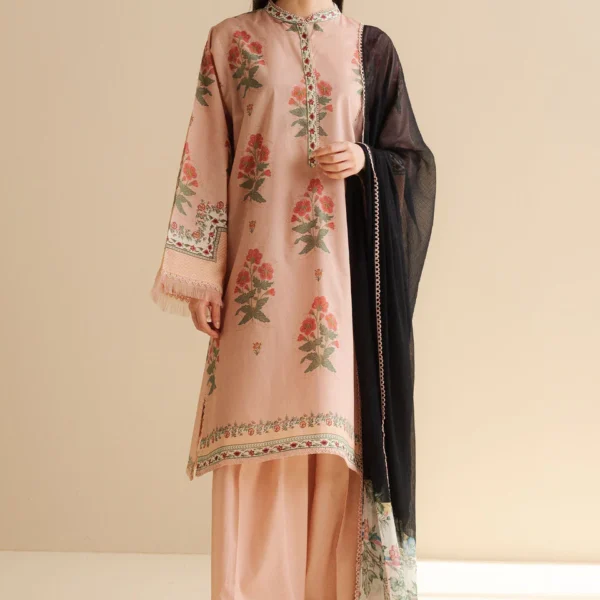 CO 490 Digital Printed 3Pc Unstitched Lawn Suit With Digital Printed Monar Dupatta