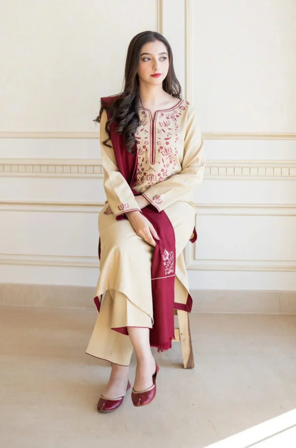 AS-25 Unstitched Fully Embroided Dhanak Suit With Dhanak Dupatta