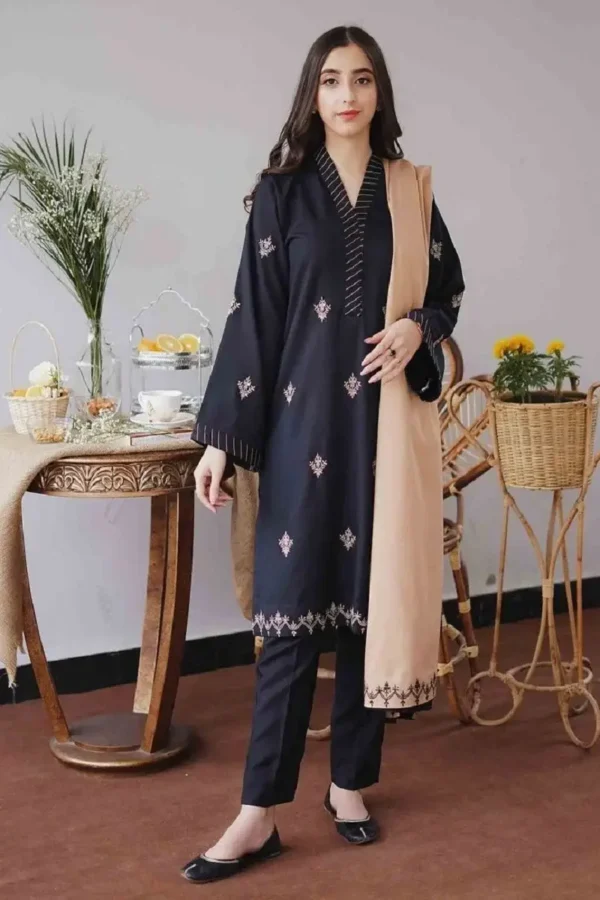 BT-1135 Unstitched Heavy Embroidered Dhanak Suit Embroidered Dhanak Shawl