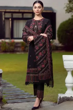 BR_920 Unstitched Heavy Embroidered Dhanak Suit Embroidered Dhanak Shawl
