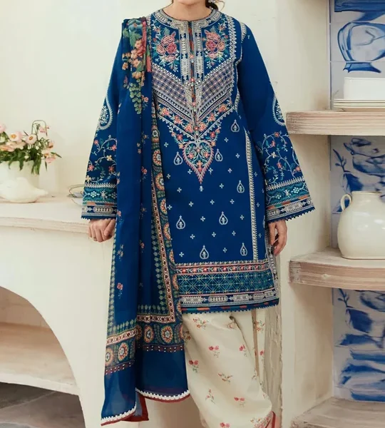 ZS_50 Unstitched Fully Embroided Dhanak Suit With Wool Shawl