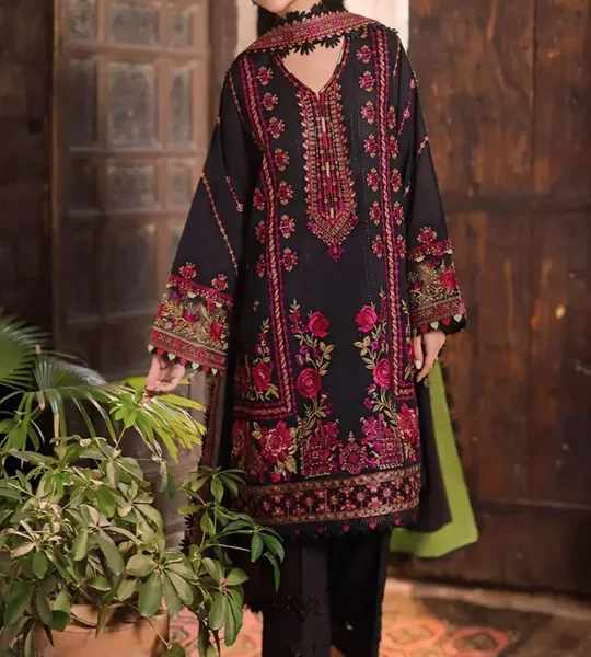 BR_960 Unstitched Embroidered Dhanak Wool Suit With Embroidered Dhanak Shawl