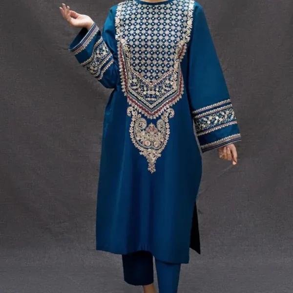 BT-69 Unstitched Fully Embroided Dhanak 2 Piece Suit