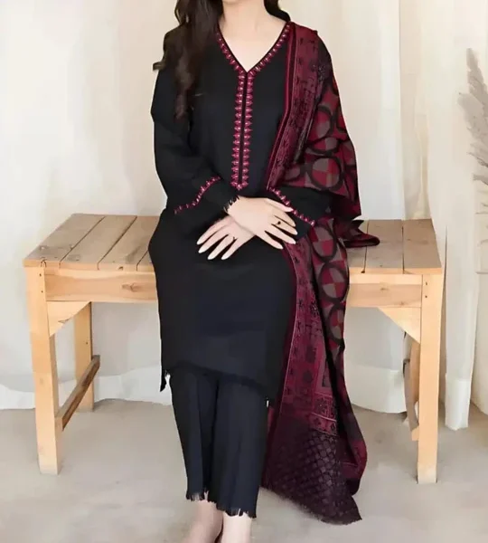 BR_835 3Pc Unstitched Dhanak Suit with Printed Woolen Shawl