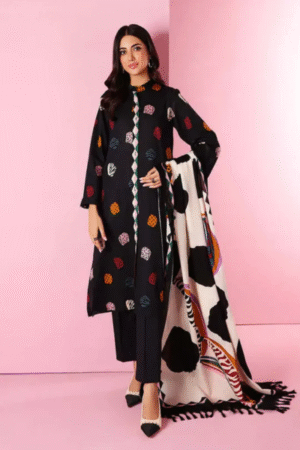 BR_NS1085 Unstitched Embroidered Dhanak Suit With Woolen Printed Shawl