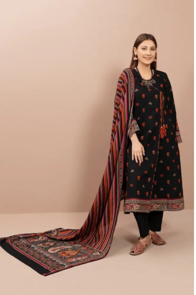 KS-725 Dhanak Embroidered Suit With Digital Printed Wool Shawl
