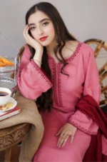 AS-05 Unstitched Fully Embroidered Dhanak Suit With Dhanak Shawl