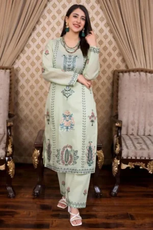 Premium Lawn Unstitched Embroidered 2pc Suit