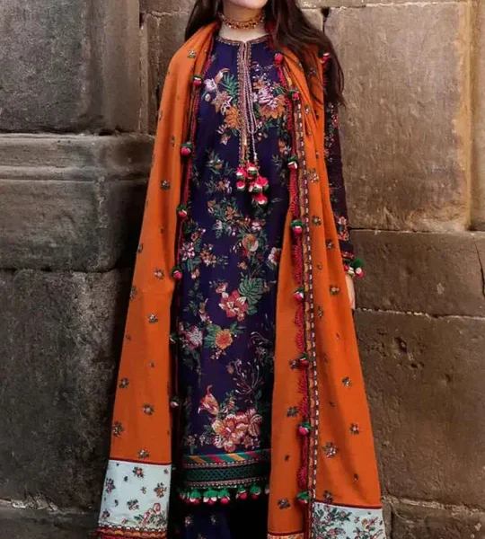 AJ_680 Unstitched Heavy Embroidered Dhanak Suit Embroidered Dhanak Shawl