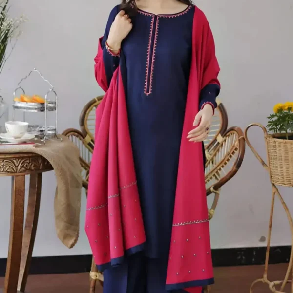 BR-1146 Unstitched Fully Embroided Dhanak Suit With Dhanak Dupatta