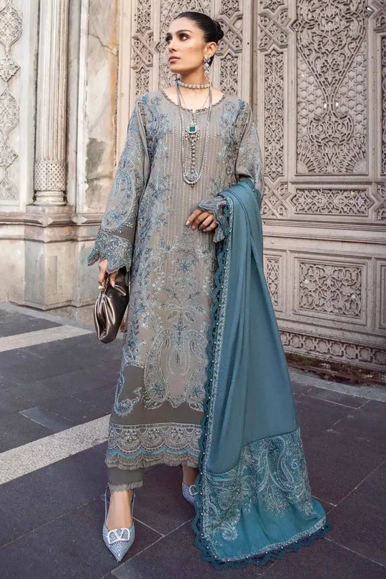 IZ01 Unstitched Embroidered Dhanak Wool Suit With Embroidered Dhanak Shawl