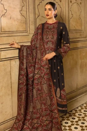 BR_865 Unstitched Heavy Embroidered Dhanak Suit Embroidered Dhanak Shawl