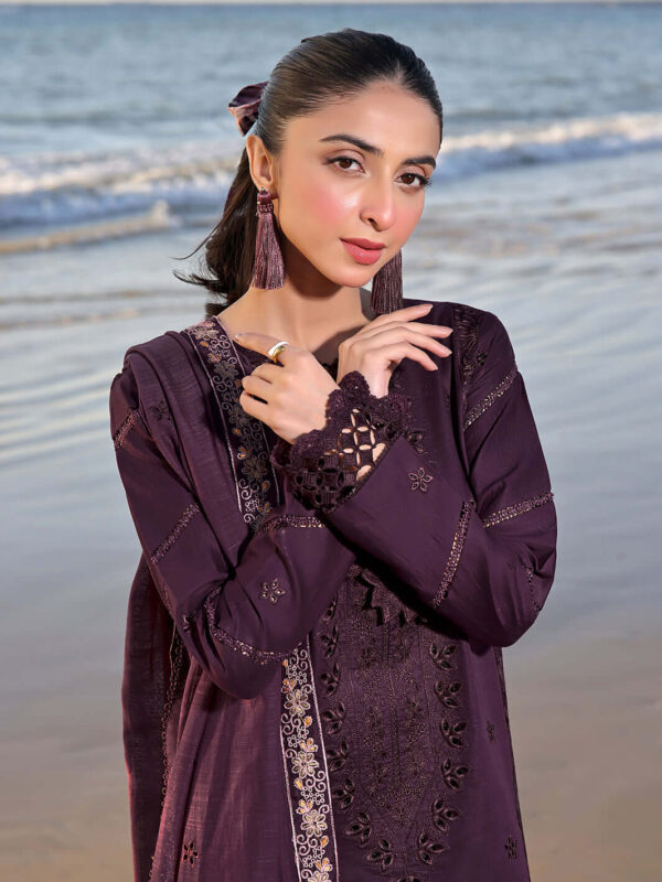 IZ813 Dhanak Chikenkari Embroidered 3pc With Dhanak Embroidered Dupatta