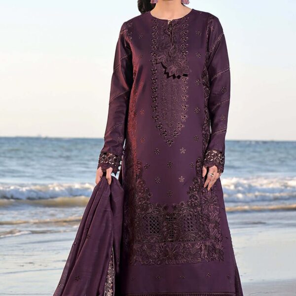 IZ813 Dhanak Chikenkari Embroidered 3pc With Dhanak Embroidered Dupatta