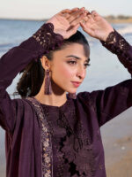 IZ813 Dhanak Chikenkari Embroidered 3pc With Dhanak Embroidered Dupatta