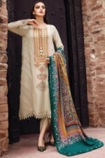 RM670 Dhanak Embroidered Suit With Digital Printed Wool Shawl