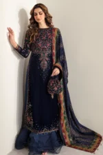 MJ-995 Embroidered 9000 Micro Velvet 3Pc With Embroidered Chiffon Dupatta