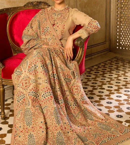 SR-870 Unstitched Heavy Embroidered Dhanak Suit Embroidered Dhanak Shawl