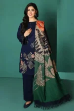 NS-195 Unstitched Fully Embroided Dhanak Suit With Wool Shawl