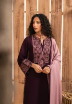 RP-605 Unstitched Dhanak Stuff Full Embroidered Suit With Digital Printed Wool Shawl