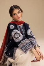 RR-610 Unstitched Dhanak Stuff Full Embroidered Suit With Printed Wool Shawl