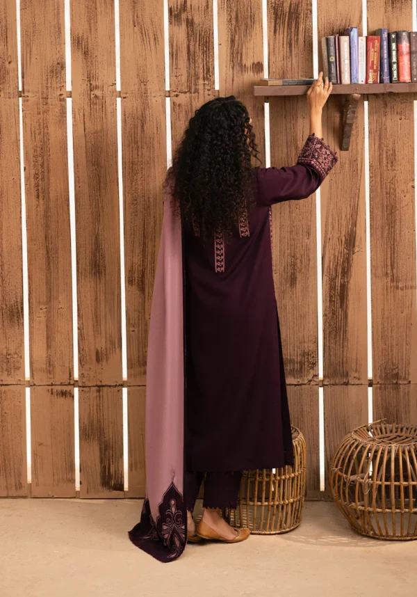 RP-605 Unstitched Dhanak Stuff Full Embroidered Suit With Digital Printed Wool Shawl