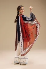 RR-610 Unstitched Dhanak Stuff Full Embroidered Suit With Printed Wool Shawl